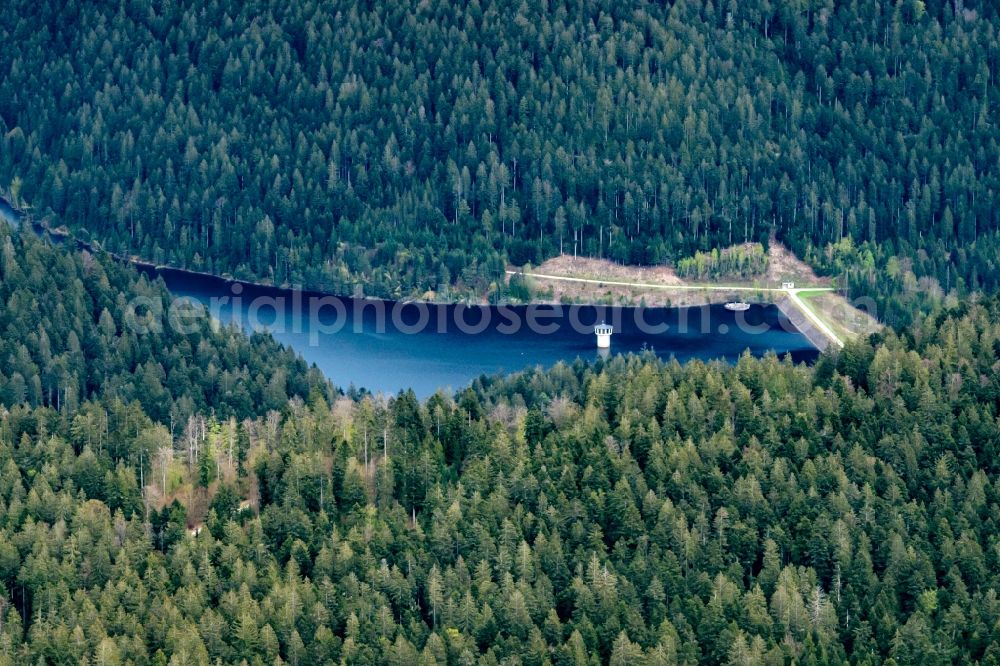 Aerial photograph Alpirsbach - Dam and shore areas at the lake Kleiner Kinzig in the district Reinerzau in Alpirsbach in the state Baden-Wuerttemberg