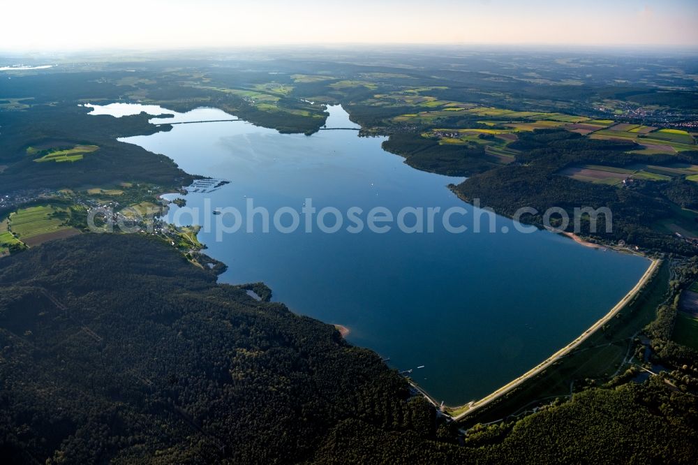 Aerial photograph Ramsberg - Dam and shore areas at the lake Grosser Brombachsee in Ramsberg in the state Bavaria, Germany