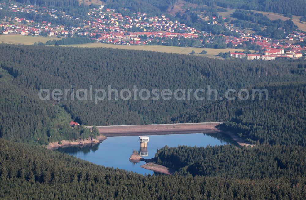 Aerial photograph Tambach-Dietharz - Dam and shore areas at the lake Talsperre Schmalwasser in Tambach-Dietharz in the state Thuringia, Germany