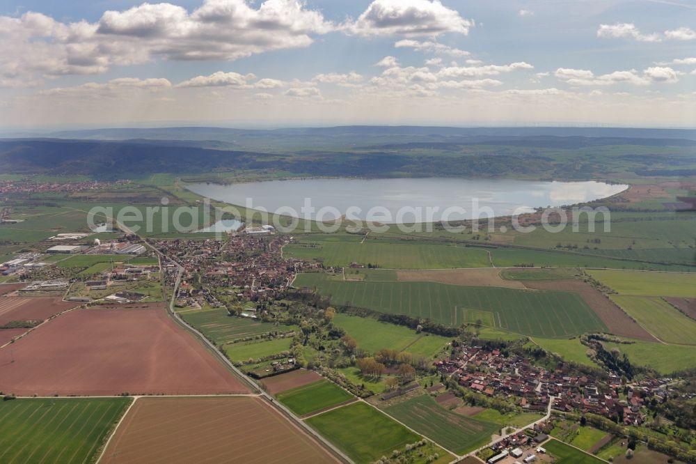 Aerial image Berga - Dam and shore areas at the lake Kelbra in Berga in the state Saxony-Anhalt