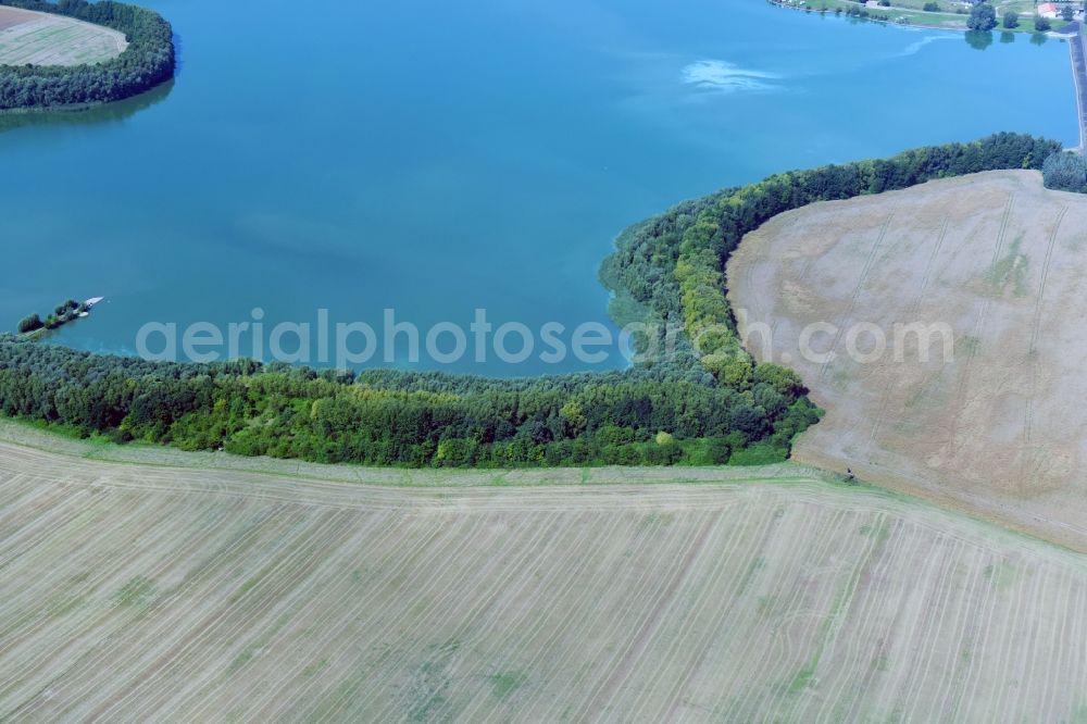 Aerial photograph Niederdorla - Dam and shore areas at the lake Talsperre Seebach in Niederdorla in the state Thuringia, Germany