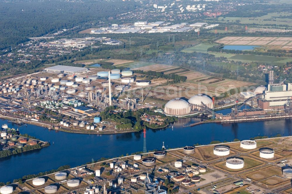 Hamburg from above - Power plants and exhaust towers of thermal power station of Vattenfall Kraftwerk Moorburg in the district Harburg in Hamburg, Germany