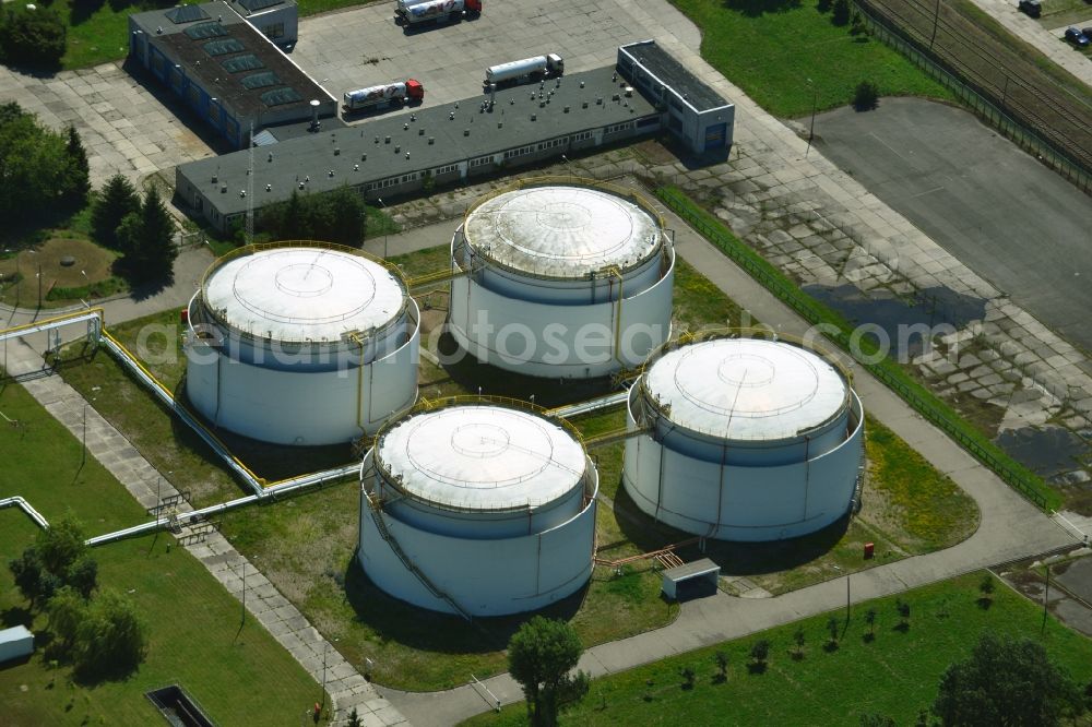 Warschau from above - View of tanks of the company ORLEN Petro Tank in Warsaw in the voivodeship Masowien in Poland