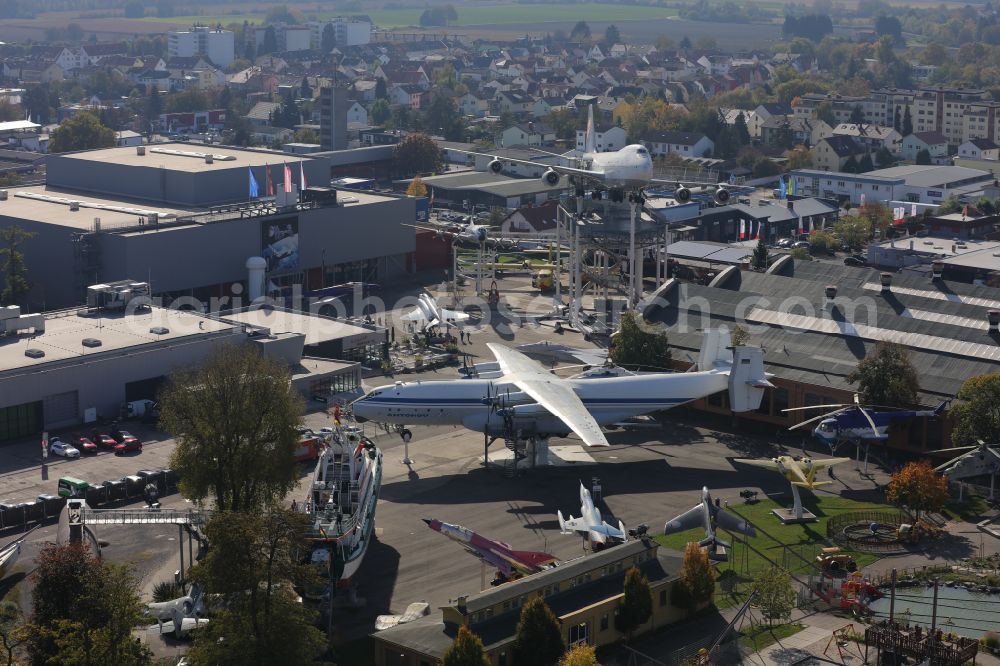 Speyer from the bird's eye view: Outdoor exhibition of airplanes and ships in the Technical Museum Speyer on street Am Technik Museum in Speyer in the state Rhineland-Palatinate, Germany