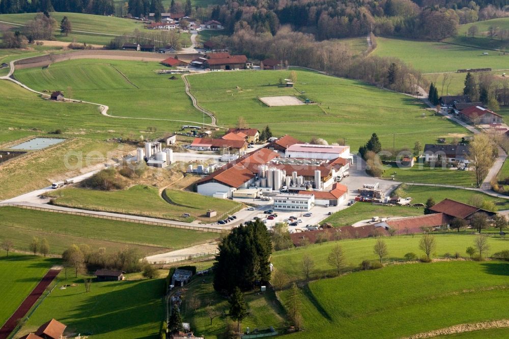 Andechs from the bird's eye view: Technical facilities in the industrial area Andechser Molkerei Scheitz in Andechs in the state Bavaria