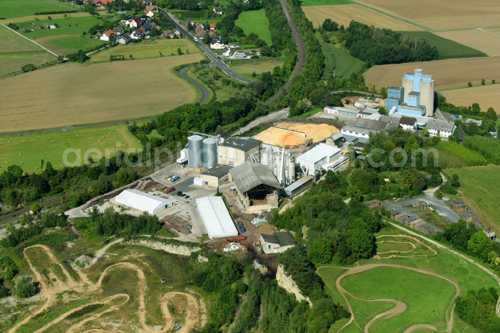 Aerial image Hardegsen - Technical facilities in the industrial area of BEL Leinetal Betriebs GmbH&Co.KG and of bvl biomasse-verwertung- leinetal GmbH along the Zementfabrik in Hardegsen in the state Lower Saxony, Germany