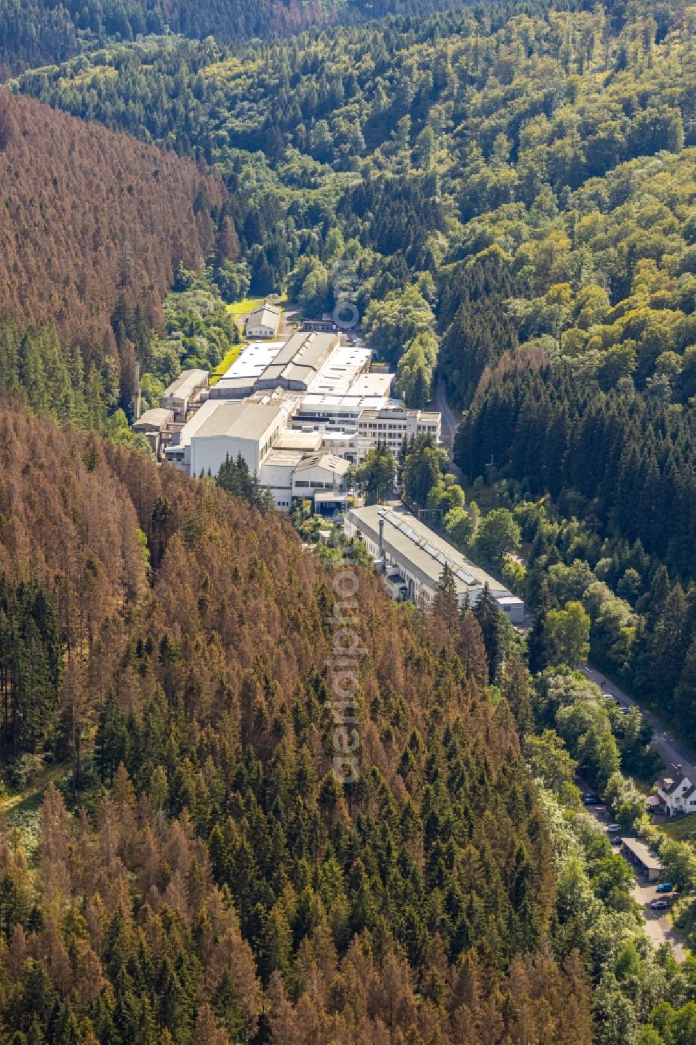 Brilon from the bird's eye view: Technical facilities in the industrial area An of Bremecke in Brilon in the state North Rhine-Westphalia, Germany