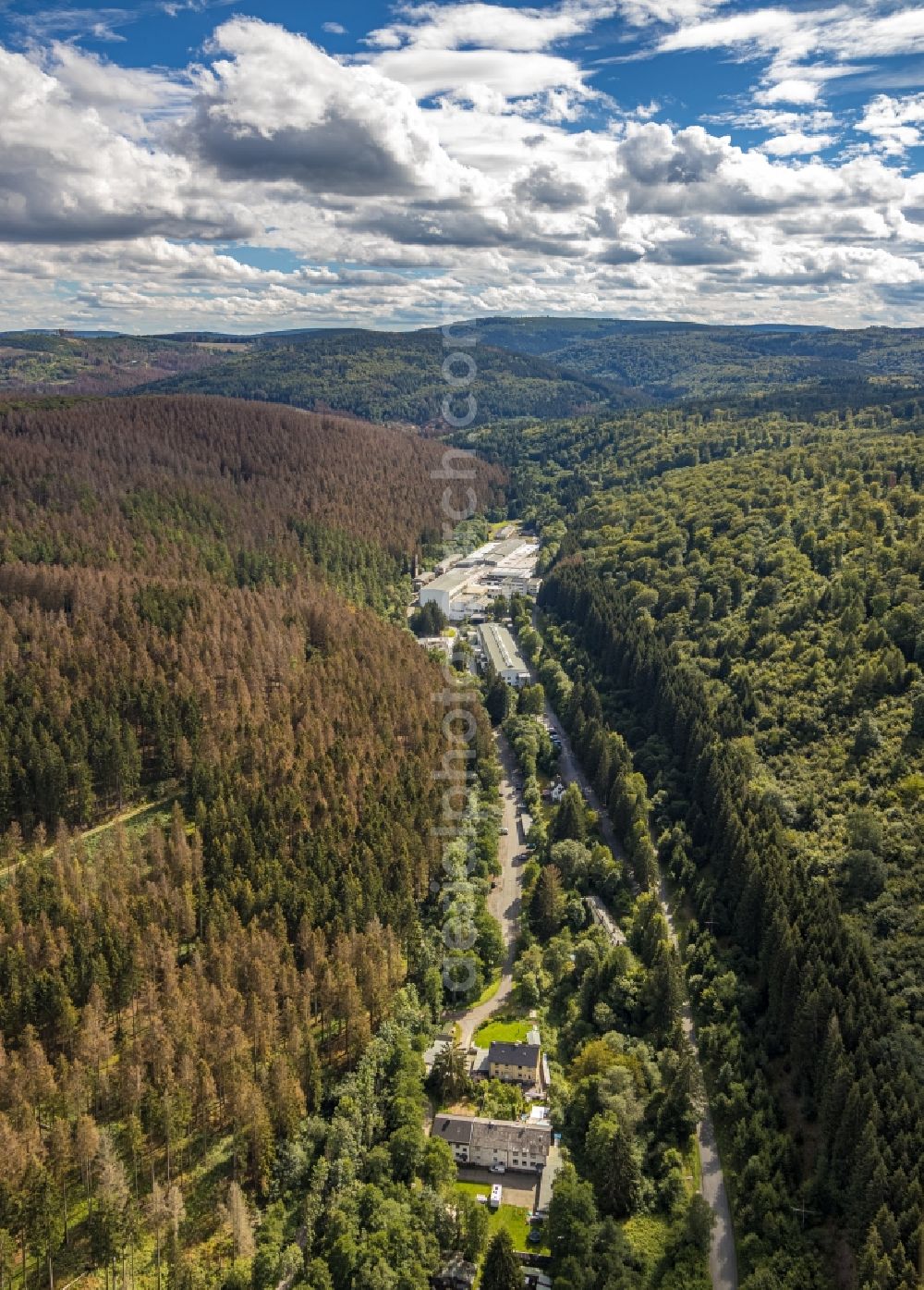 Aerial image Brilon - Technical facilities in the industrial area An of Bremecke in Brilon in the state North Rhine-Westphalia, Germany