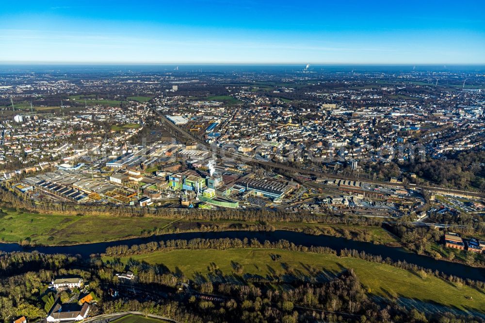 Aerial image Witten - Technical equipment and production facilities of the steelworks Deutsche Edelstahlwerke in Witten in the state North Rhine-Westphalia, Germany