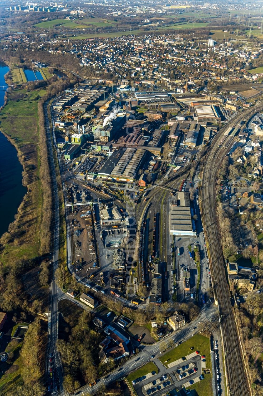 Aerial image Witten - Technical equipment and production facilities of the steelworks Deutsche Edelstahlwerke in Witten in the state North Rhine-Westphalia, Germany