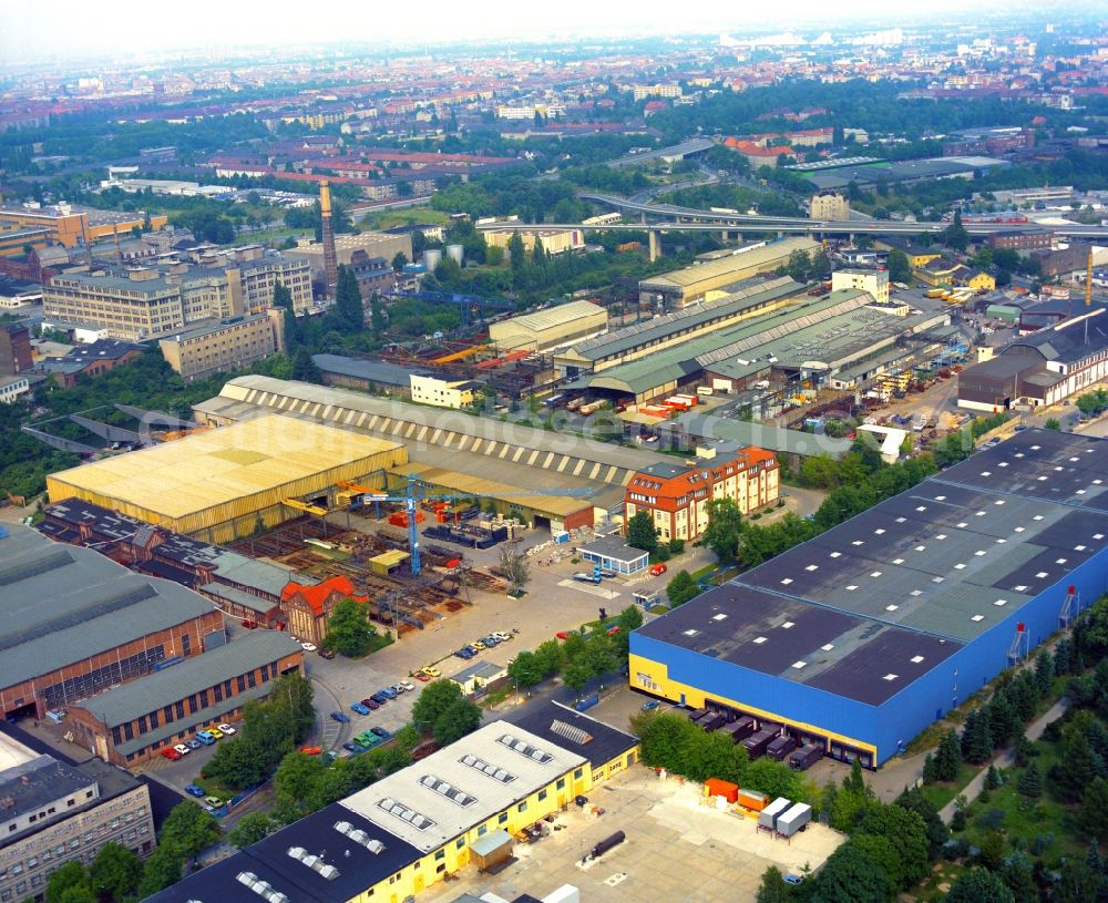 Berlin from above - Technical facilities in the industrial area along the Industriestrasse in the district Tempelhof in Berlin, Germany