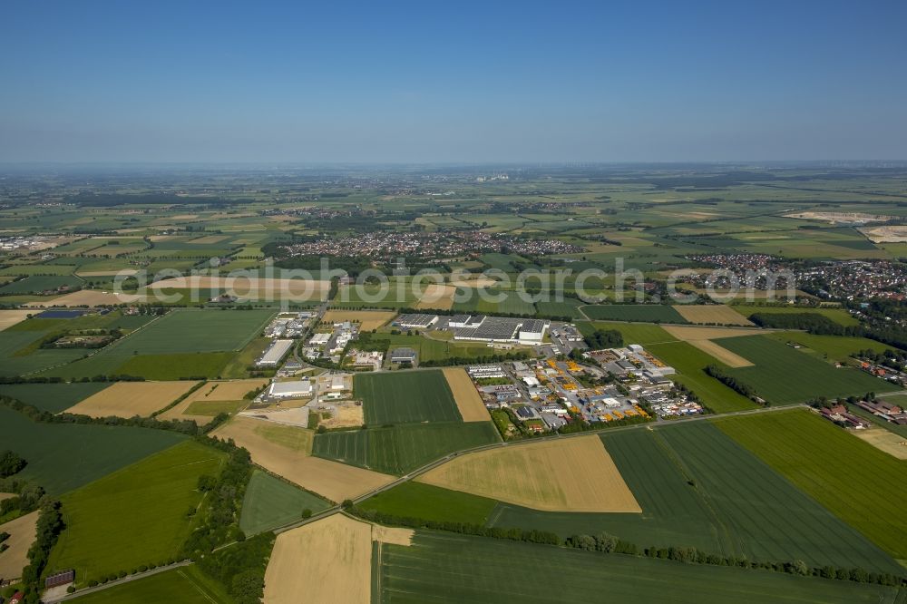 Erwitte from above - Equipment in the industrial area along the course of the road K48 Weckinghauser Weg in Erwitte in the state North Rhine-Westphalia