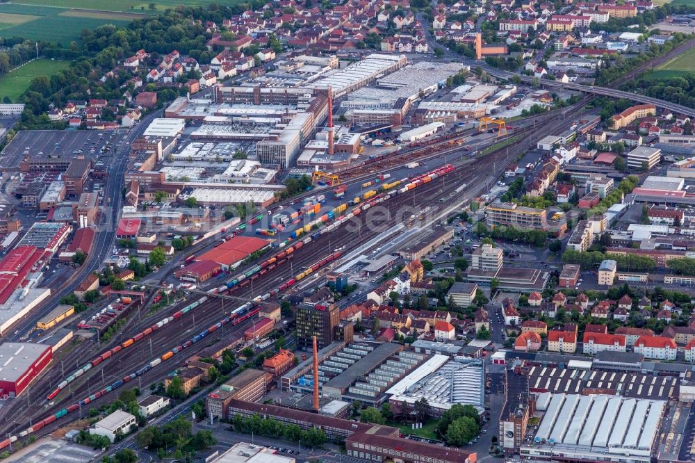 Schweinfurt from above - Technical facilities in the industrial area of ZF Friedrichshafen AG on HBF in Schweinfurt in the state Bavaria, Germany