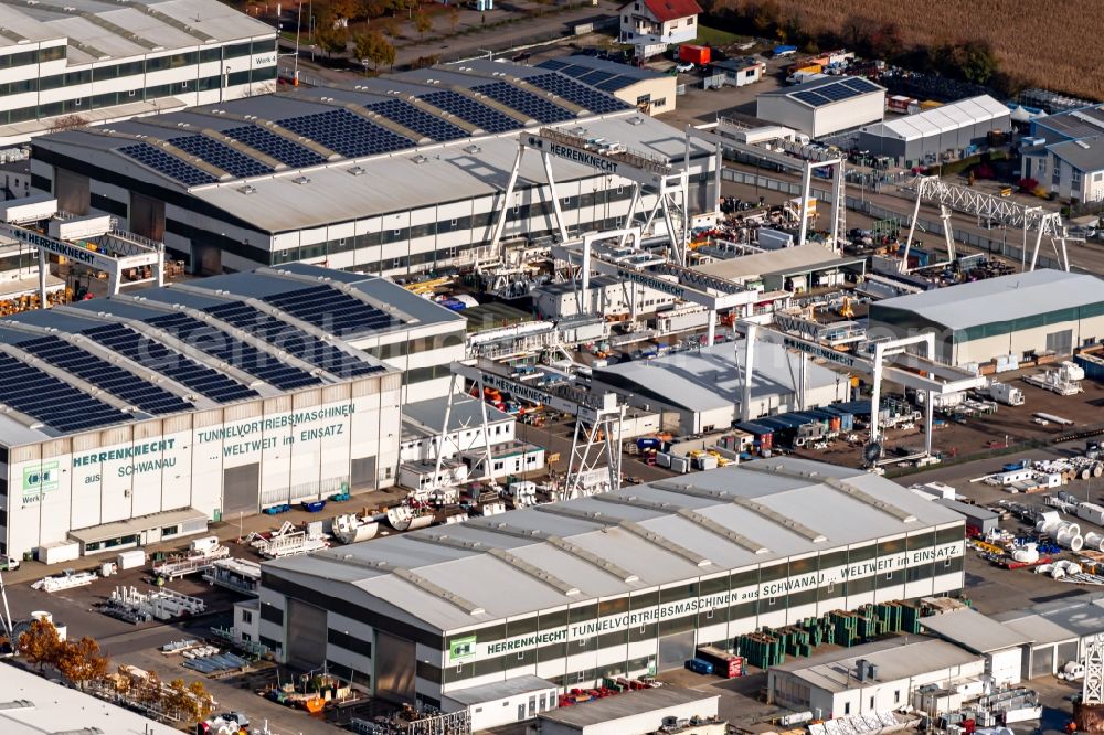 Aerial image Allmannsweier - Technical facilities in the industrial area of Herrenknecht AG in Allmannsweier in the state Baden-Wurttemberg, Germany