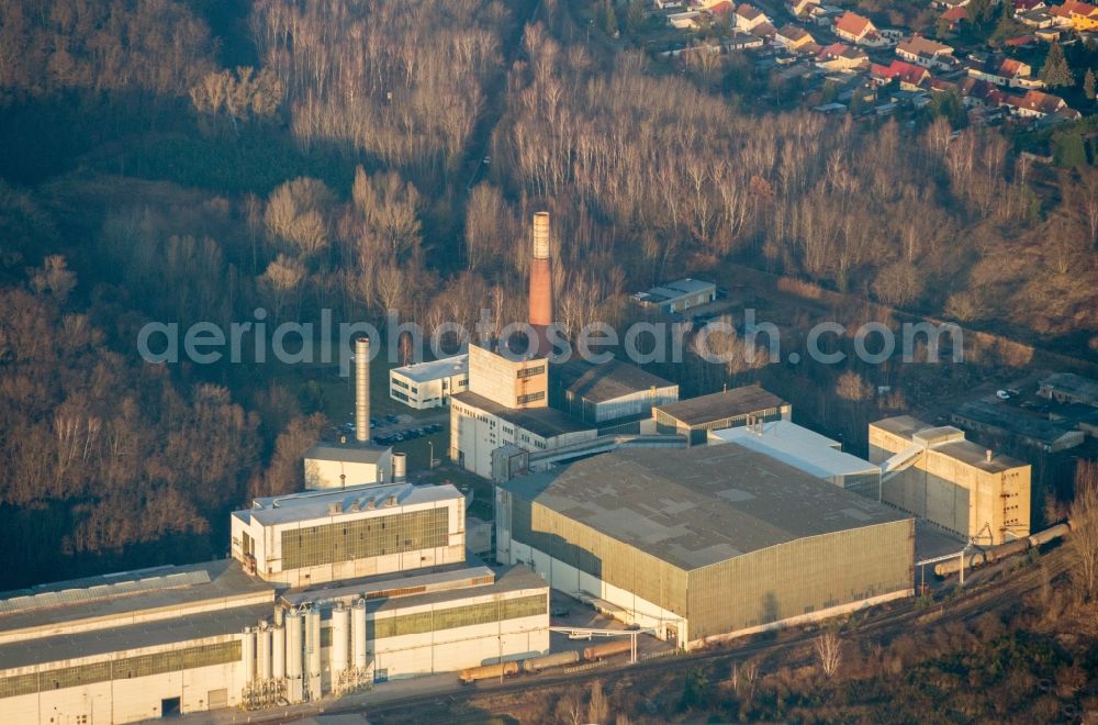 Aerial photograph Gräfenhainichen - Technical facilities in the industrial area of Imerys Fused Minerals in Graefenhainichen in the state Saxony-Anhalt, Germany