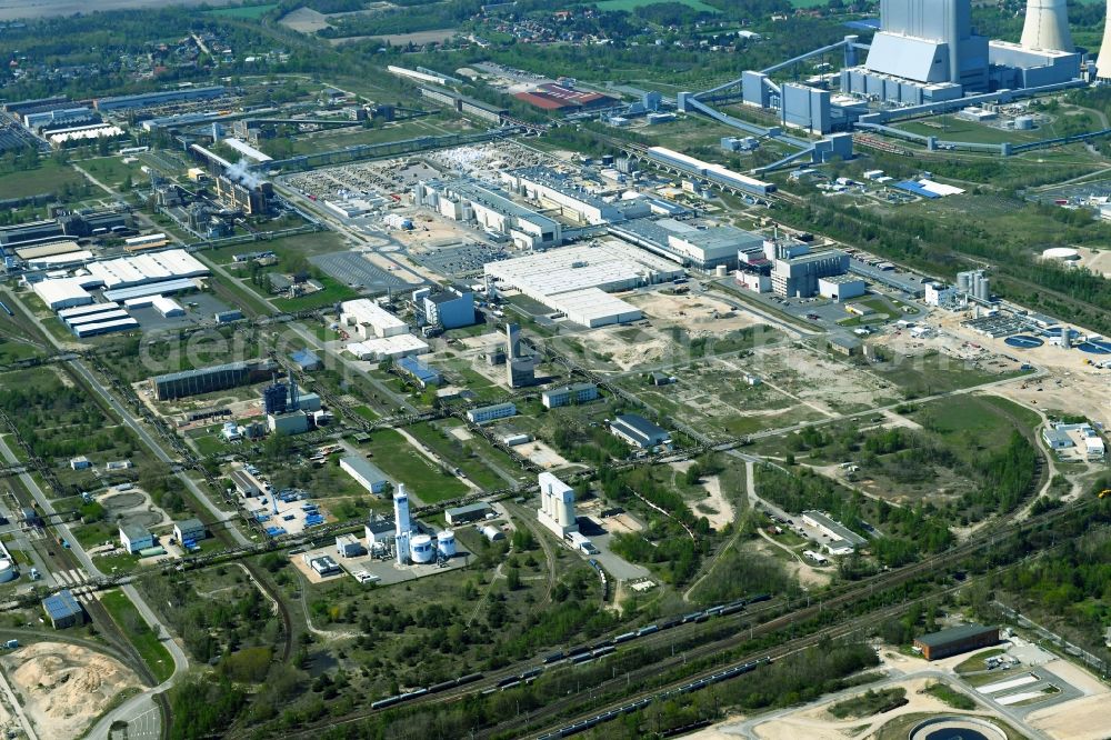 Aerial image Spreetal - Technical facilities in the industrial area Industriepark Schwarze Pumpe in Spreetal in the state Saxony, Germany