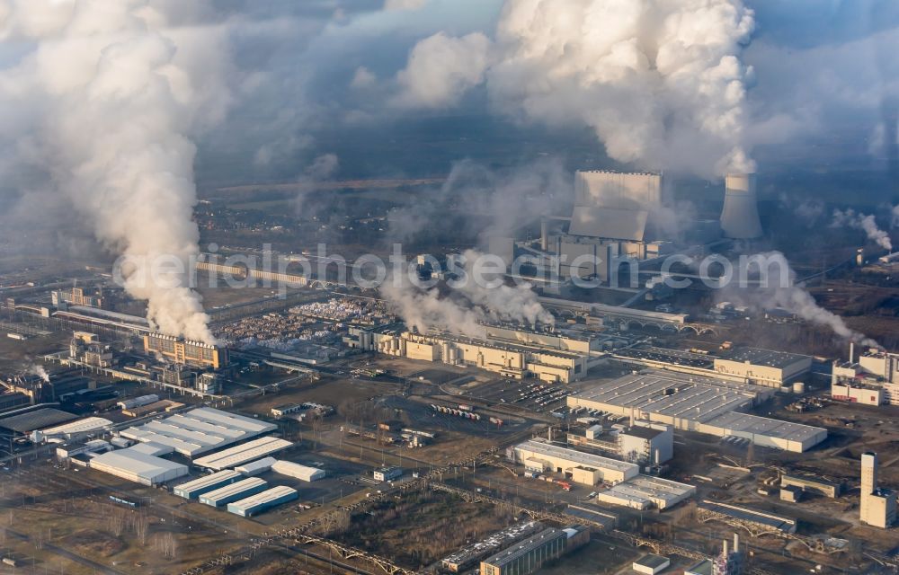 Aerial photograph Spreetal - Technical facilities in the industrial area Industriepark Schwarze Pumpe in Spreetal in the state Saxony, Germany