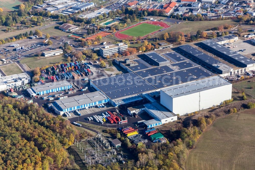 Östringen from above - Technical facilities in the industrial area IP Industriepark Oestringen GmbH & Co. KG in Oestringen in the state Baden-Wurttemberg, Germany