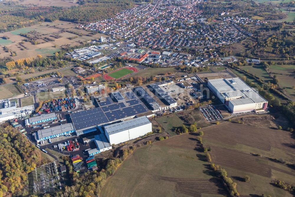 Aerial image Östringen - Technical facilities in the industrial area IP Industriepark Oestringen GmbH & Co. KG in Oestringen in the state Baden-Wurttemberg, Germany