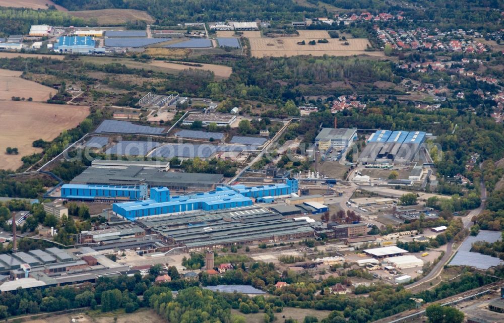 Aerial photograph Mansfeld - Technical facilities in the industrial area of Mansfelof Kupfer- and Messing in Mansfeld in the state Saxony-Anhalt, Germany