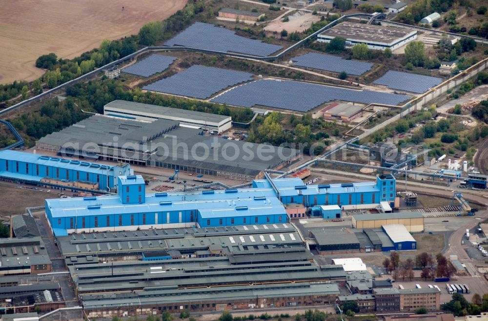 Aerial image Mansfeld - Technical facilities in the industrial area of Mansfelof Kupfer- and Messing in Mansfeld in the state Saxony-Anhalt, Germany