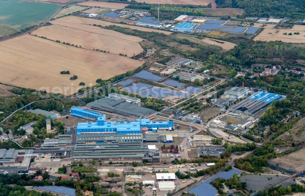 Aerial photograph Mansfeld - Technical facilities in the industrial area of Mansfelof Kupfer- and Messing in Mansfeld in the state Saxony-Anhalt, Germany