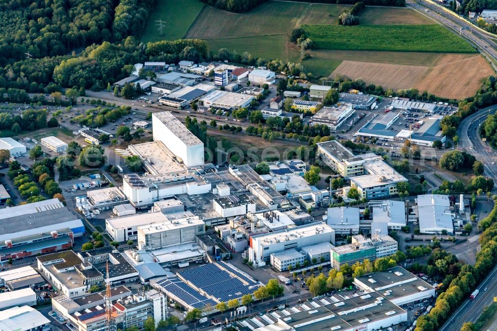 Aerial image Freiburg im Breisgau - Technical facilities in the industrial area Pfizer Freiburg in Freiburg im Breisgau in the state Baden-Wurttemberg, Germany