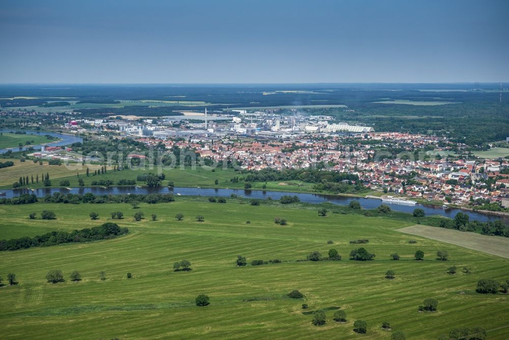 Lutherstadt Wittenberg from above - Technical facilities in the industrial area Piesteritz in Lutherstadt Wittenberg in the state Saxony-Anhalt