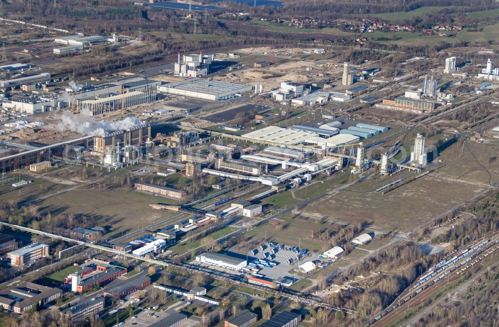 Spremberg from above - Technical facilities in the industrial area schwarze Pumpe in Spremberg in the state Brandenburg, Germany