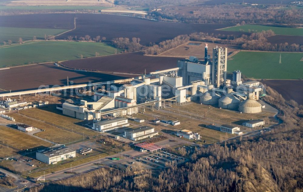 Aerial photograph Bernburg (Saale) - Technical facilities in the industrial area of Schwenk Zementwerke in Bernburg (Saale) in the state Saxony-Anhalt, Germany