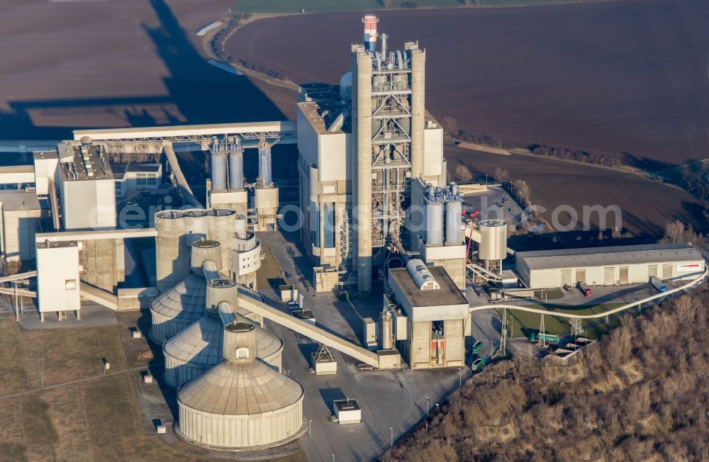 Aerial photograph Bernburg (Saale) - Technical facilities in the industrial area of Schwenk Zementwerke in Bernburg (Saale) in the state Saxony-Anhalt, Germany