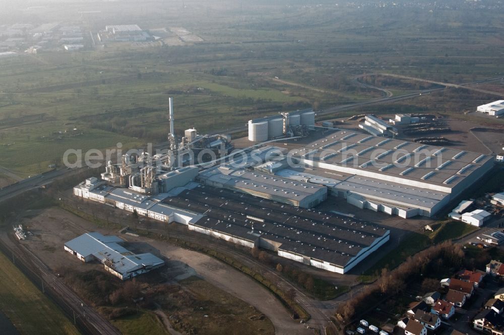 Bischweier from the bird's eye view: Technical facilities in the industrial area Spanplattenwerk in Bischweier in the state Baden-Wuerttemberg