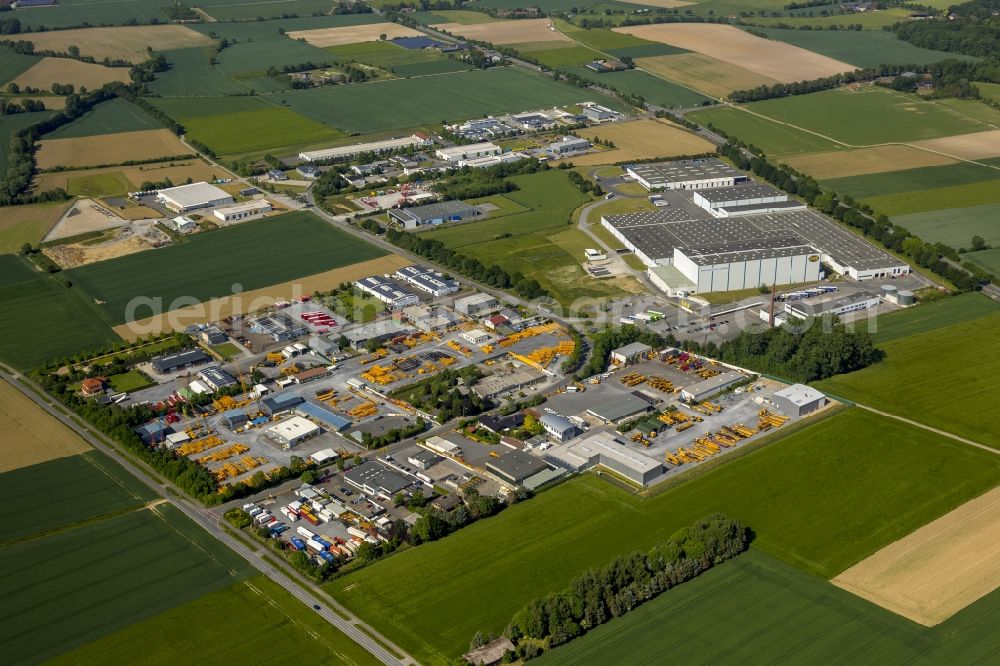 Aerial photograph Erwitte - Equipment in the industrial area along the course of the road K48 Weckinghauser Weg in Erwitte in the state North Rhine-Westphalia