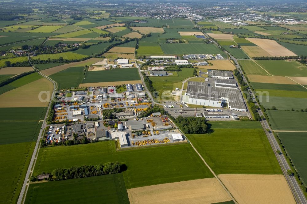 Erwitte from above - Equipment in the industrial area along the course of the road K48 Weckinghauser Weg in Erwitte in the state North Rhine-Westphalia