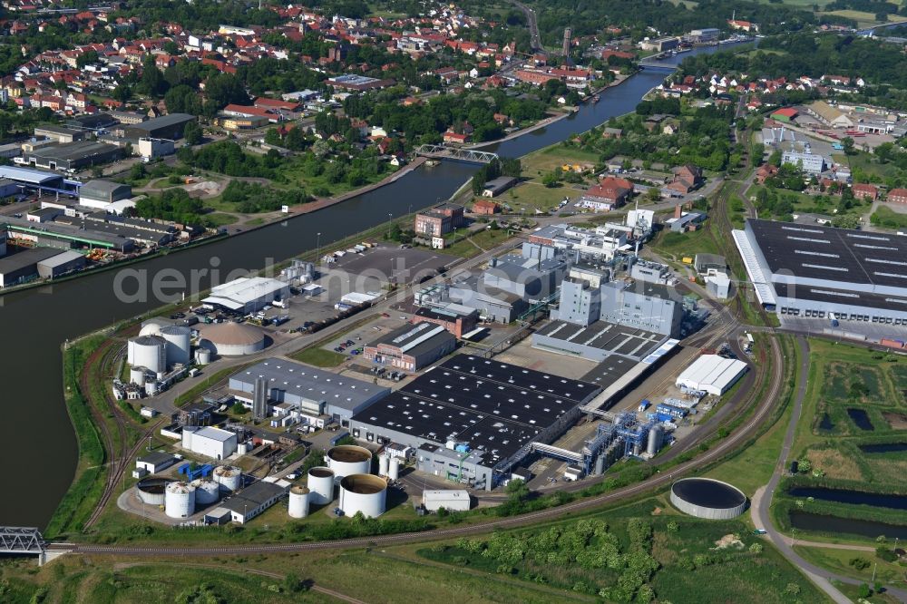 Genthin from above - Equipment in the industrial area of HANSA GROUP AG in Genthin in the state Saxony-Anhalt