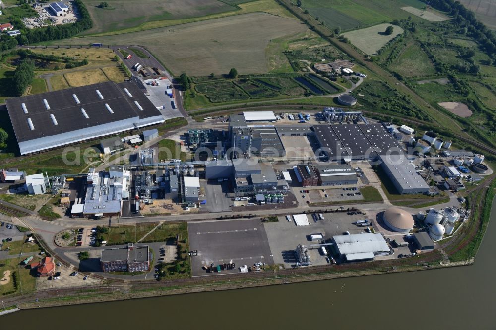 Genthin from above - Equipment in the industrial area of HANSA GROUP AG in Genthin in the state Saxony-Anhalt