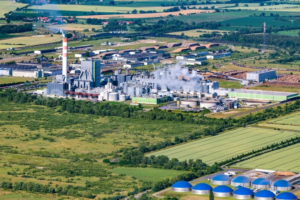 Aerial photograph Arneburg - Technical equipment MERCER Stendal in the industrial area Altmark in Arneburg in the state Saxony-Anhalt, Germany