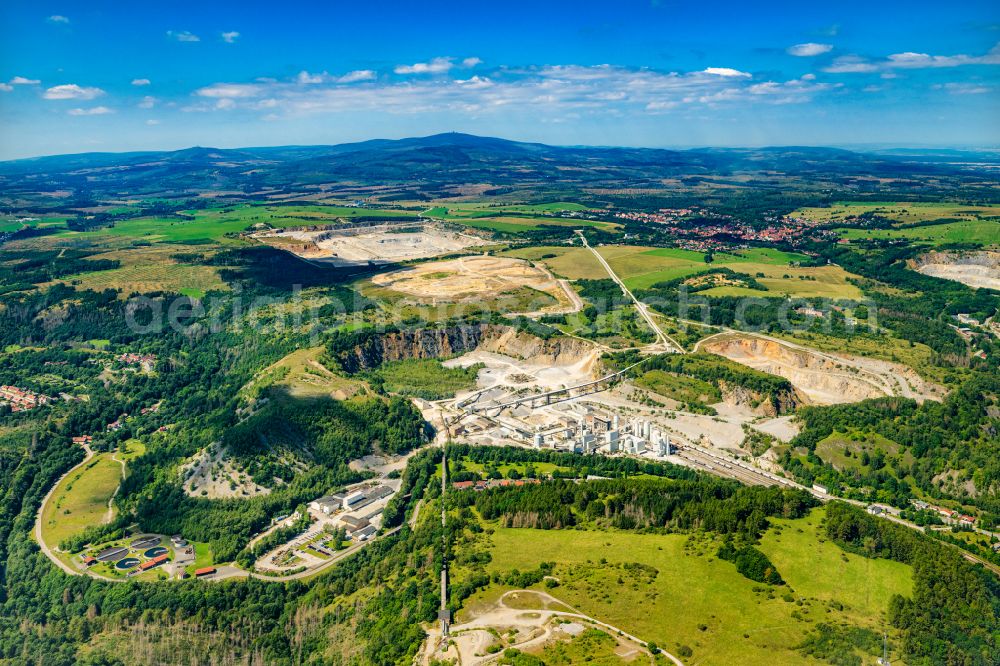 Aerial image Elbingerode (Harz) - Technical equipment and production facilities of the lime in Elbingerode (Harz) in the state Saxony-Anhalt, Germany