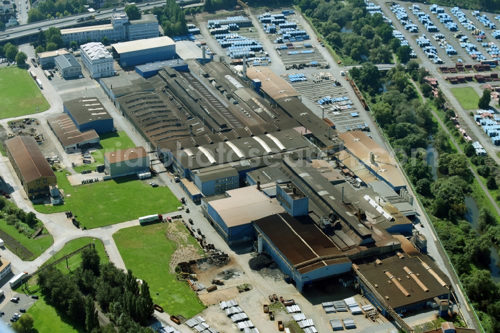 Wetzlar from the bird's eye view: Technical equipment and production facilities of the steelworks Buderus Edelstahl GmbH on Buderusstrasse in Wetzlar in the state Hesse, Germany