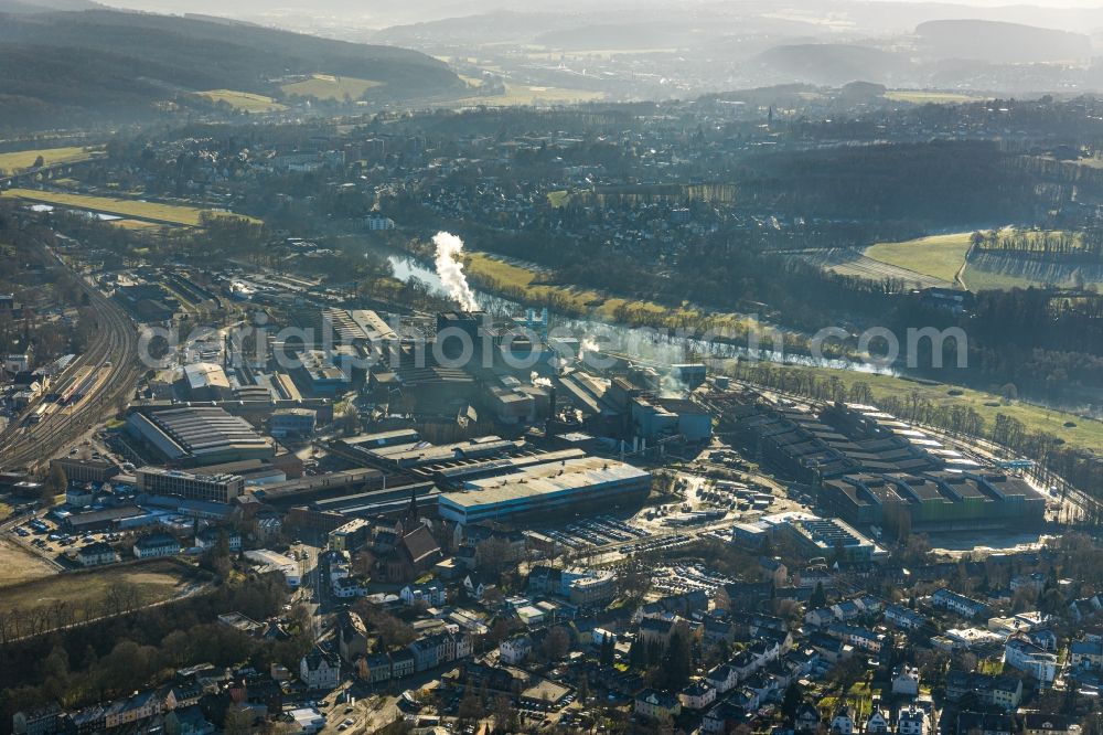 Aerial image Witten - Technical equipment and production facilities of the steelworks Deutsche Edelstahlwerke Karrierewerkstatt GmbH in Witten in the state North Rhine-Westphalia, Germany