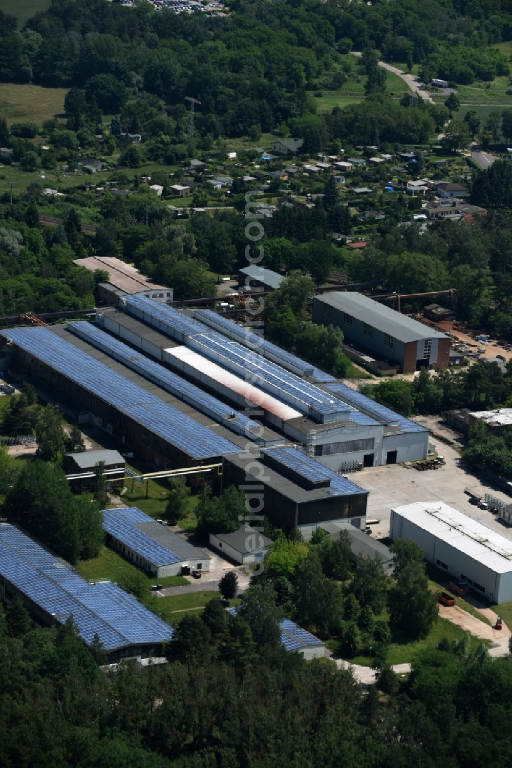 Burg from the bird's eye view: Technical equipment and production facilities of the steelworks Edelstahl Service Center Burg GmbH in Burg in the state Saxony-Anhalt