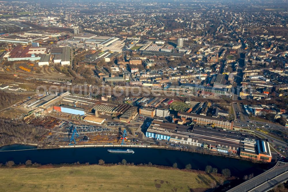 Aerial image Mülheim an der Ruhr - Technical equipment and production facilities of the steelworks Friedrich-Wilhelms-Huette in Muelheim on the Ruhr in the state North Rhine-Westphalia