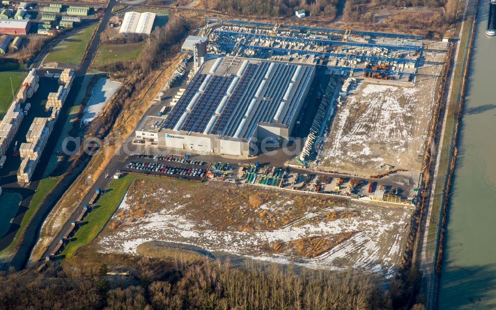 Aerial image Hamm - Technical equipment and production facilities of the steelworks Goldbeck GmBH along the water Dattel-Hamm-Kanal in Hamm in the state North Rhine-Westphalia