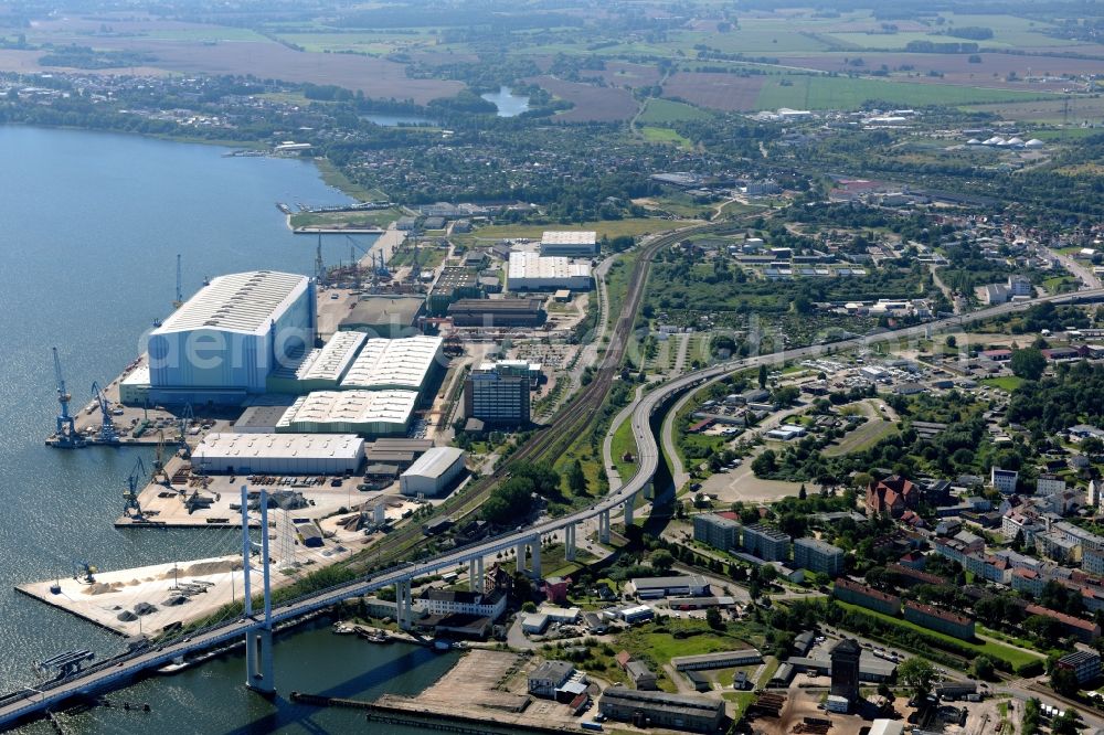 Aerial photograph Stralsund - Technical equipment and production facilities of the steelworks Ostsee-Strahl-Zentrum GmbH & Co. KG in the district Daenholm in Stralsund in the state Mecklenburg - Western Pomerania