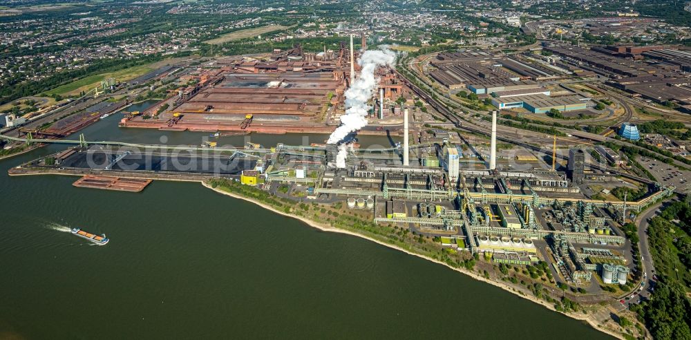 Duisburg from above - Technical equipment and production facilities of the steelworks Schwelgern in Duisburg in the state North Rhine-Westphalia, Germany