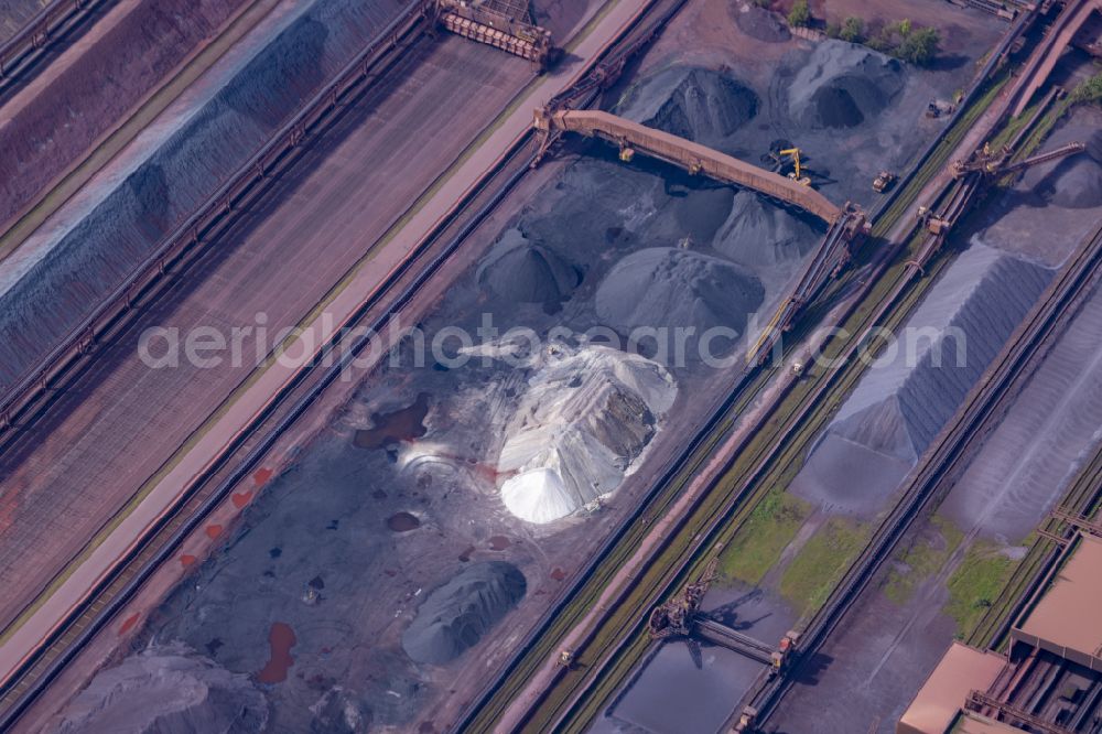 Aerial image Marxloh - Technical facilities in the ThyssenKrupp steelworks Schwelgern industrial area in the Marxloh district of Duisburg in the state of North Rhine-Westphalia, Germany