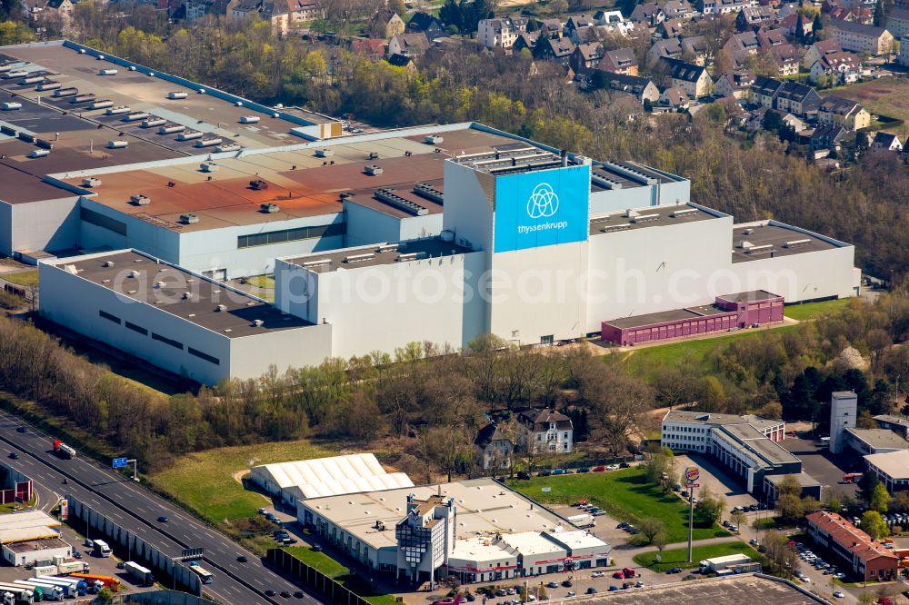 Aerial image Bochum - technical equipment and production facilities of the steelworks Thyssenkrupp Steel Europe AG on street Walzwerkstrasse in the district Wattenscheid in Bochum in the state North Rhine-Westphalia, Germany