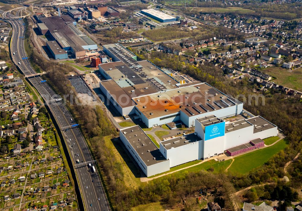 Bochum from above - technical equipment and production facilities of the steelworks Thyssenkrupp Steel Europe AG on street Walzwerkstrasse in the district Wattenscheid in Bochum in the state North Rhine-Westphalia, Germany