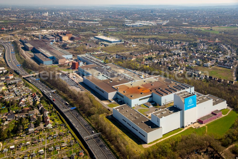 Aerial photograph Bochum - technical equipment and production facilities of the steelworks Thyssenkrupp Steel Europe AG on street Walzwerkstrasse in the district Wattenscheid in Bochum in the state North Rhine-Westphalia, Germany