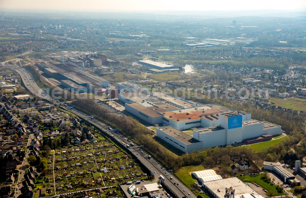 Bochum from above - technical equipment and production facilities of the steelworks Thyssenkrupp Steel Europe AG on street Walzwerkstrasse in the district Wattenscheid in Bochum in the state North Rhine-Westphalia, Germany